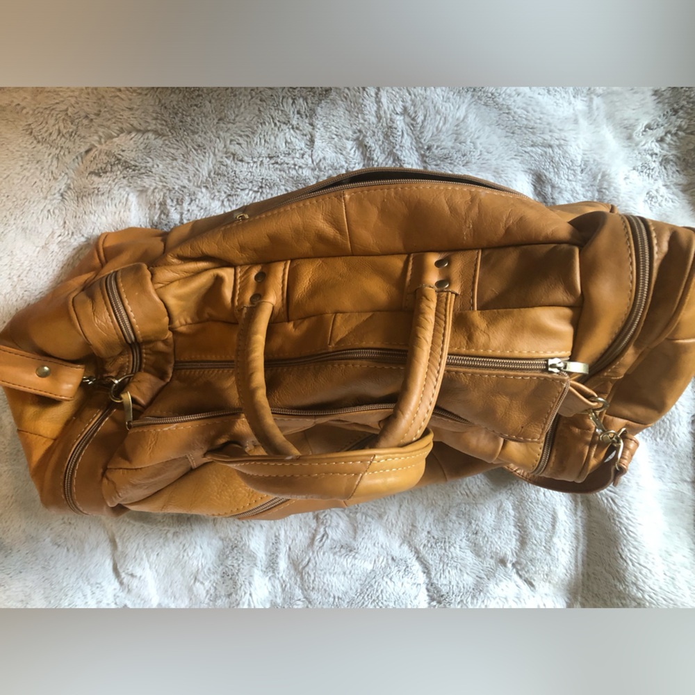 24” Tan soft Leather Weekend Duffle Bag